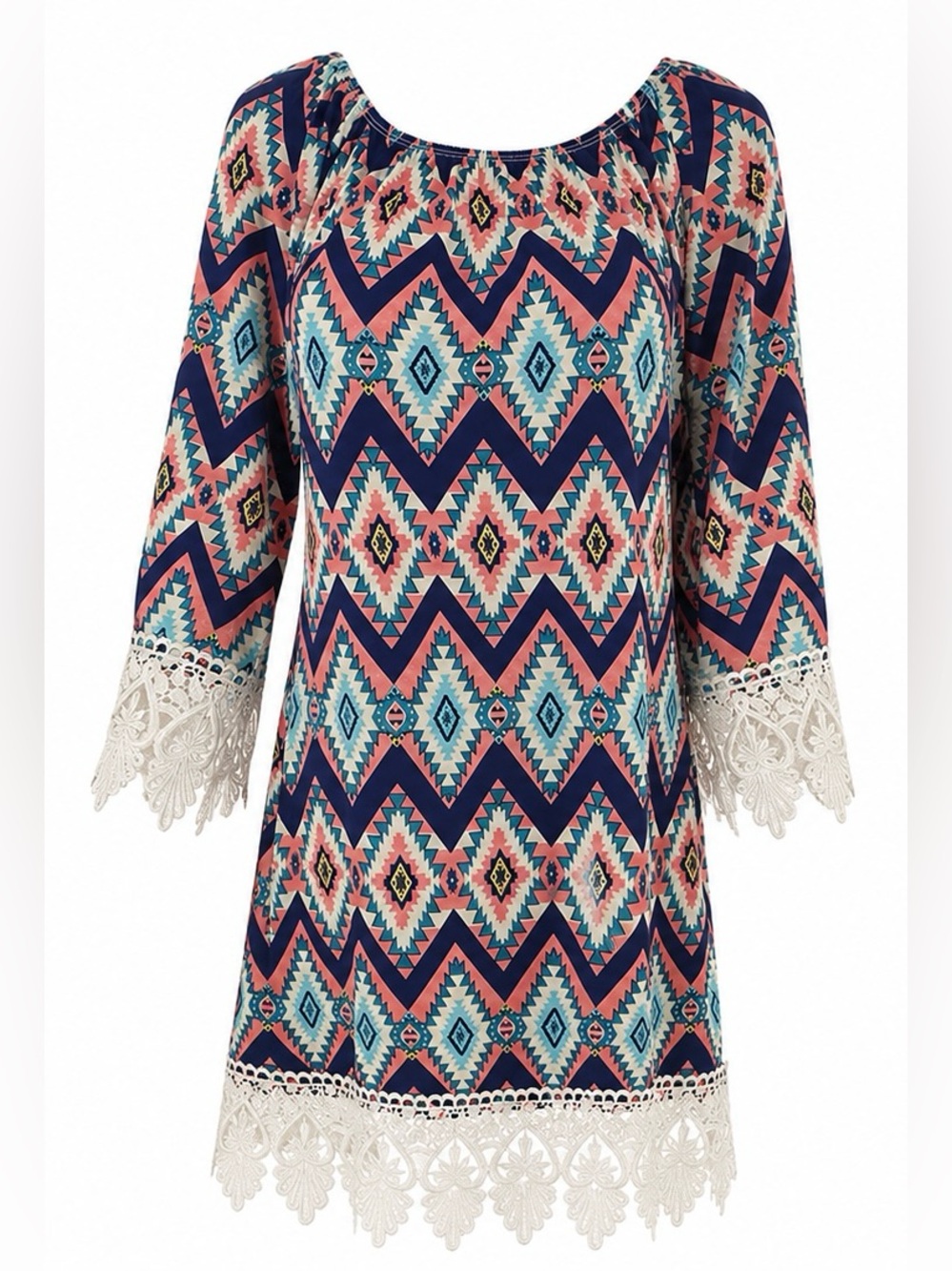 🌵2 B Together Aztec Lace Trim Tunic Dress – SIZE SMALL – NWOT